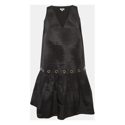 Kenzo Black Synthetic Eyelet Detail Sleeveless Mini Dress