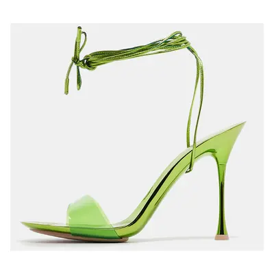 Gianvito Rossi Green PVC and Leather Spice Sandals Size