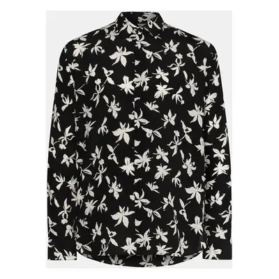 Saint Laurent Black Floral Print Silk Buttoned Shirt