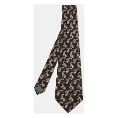 Lanvin Black Printed Silk Tie