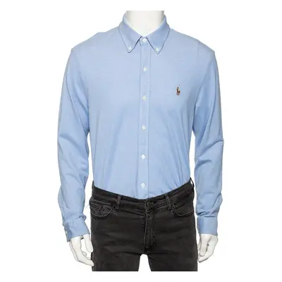 Ralph Lauren Blue Cotton Knit Oxford Shirt