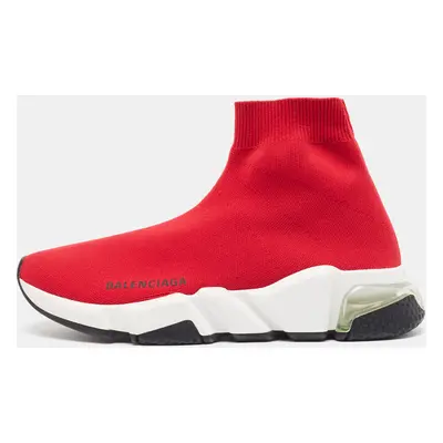 Balenciaga Red Knit Fabric Speed LT Clear Sneakers Size