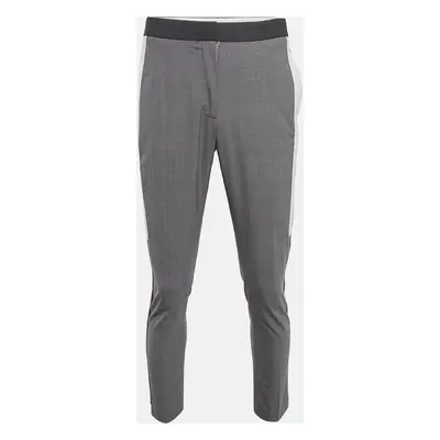 Burberry Grey Contrast Stripe Wool Trousers