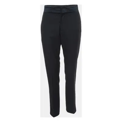 Emporio Armani Black Wool Regular Fit Trousers