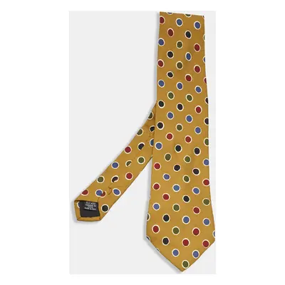 Boss By Hugo Boss Yellow Dotted Silk Traditional Tie