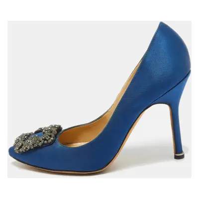 Manolo Blahnik Blue Satin Hangisi Pumps Size