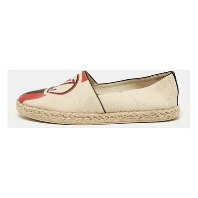 Louis Vuitton Beige Canvas Postcard Espadrille Flats Size 36.5