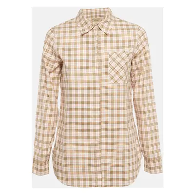 Burberry Pink Checked Cotton Button Front Shirt