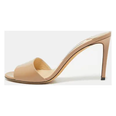 Jimmy Choo Beige Leather Stacey Slide Sandals Size