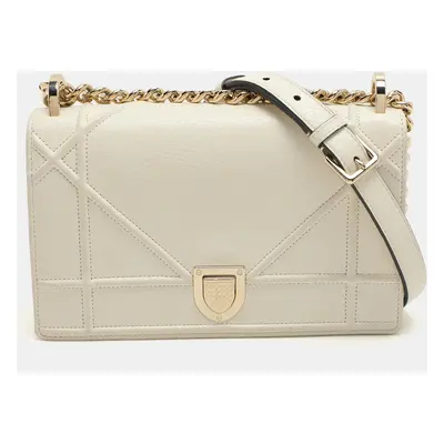 Dior White Leather Diorama Shoulder Bag