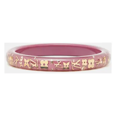 Louis Vuitton Pink Resin Crystals Gold Tone LV Inclusion Bracelet