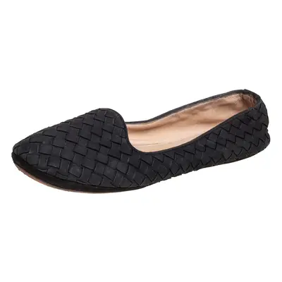 Bottega Veneta Black Interecciato Suede Smoking Slippers Size