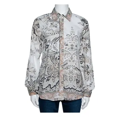 Etro Beige Paisley Print Stretch Cotton Long Sleeve Shirt