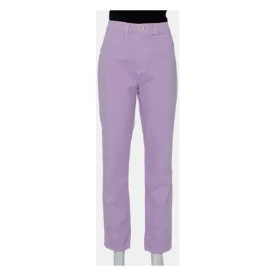 STAUD Lilac Denim Contrast Pocket Detail High Rise Jeans