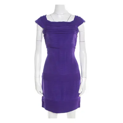 Diane von Furstenberg Purple Pleated Silk Square Neck Merle Dress