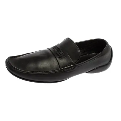 Versace Black Leather Slip On Loafers Size