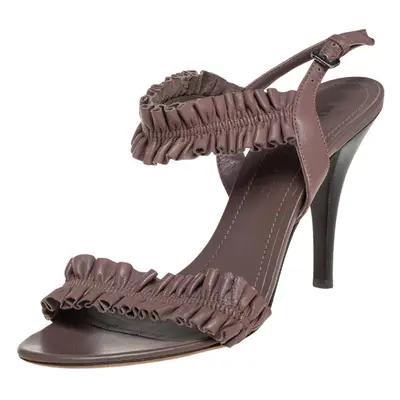 Burberry Brown Leather Ruffle Sandals Size