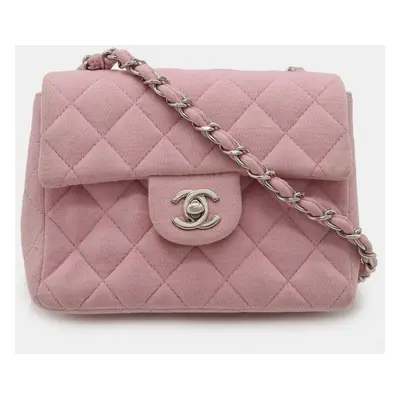 Chanel Cotton Jersey Pink Matelasse Coco Mark Chain Shoulder Bag