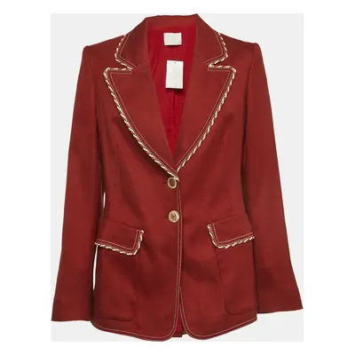 Peter Pilotto Brown Canvas Trim Detail Single Breasted Blazer