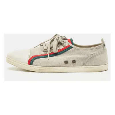 Gucci Grey/White Fabric and Leather Low Top Sneakers Size 44.5