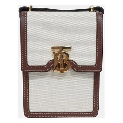 Burberry Ivory & Brown Leather Robin Crossbody Bag