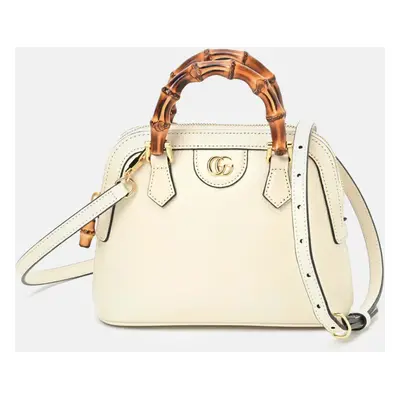 Gucci Ivory Leather Bamboo Diana Tote Bag