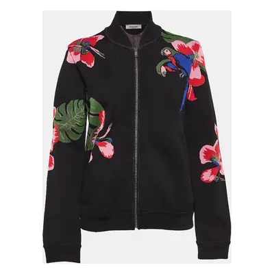 Valentino Black Tropical Intarsia Knitted Bomber Jacket