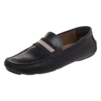 Bally Black Leather Wabler Slip On Loafers Size