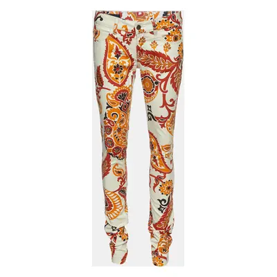 Gucci Cream Paisley Print Cotton New Leggings Pants S/Waist 30"