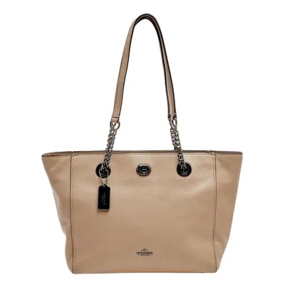 Coach Grey Leather TurnLock Tote