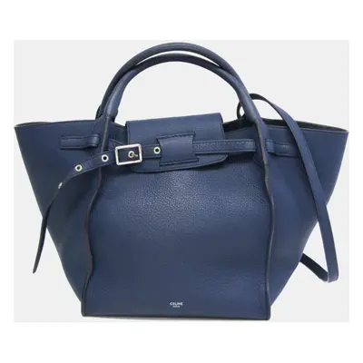 Celine Navy Blue Leather Small Big Bag Shoulder Bag