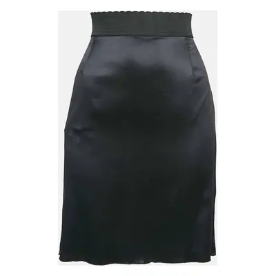 Dolce & Gabbana Black Satin Silk Pencil Skirt