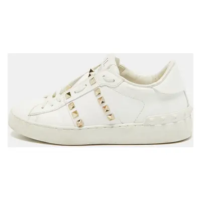 Valentino White Leather Rockstud Low Top Sneakers Size 35.5