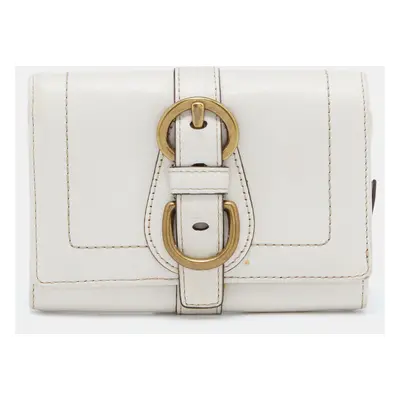 Coach Off White Leather Compact Wallet