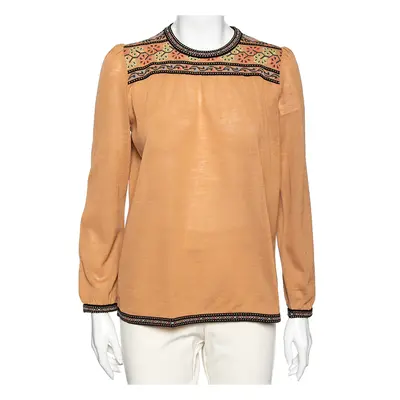 M Missoni Brown Patterned Wool Knit Top