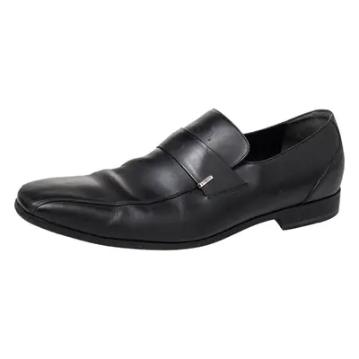 Gucci Black Leather Slip On Loafers Size