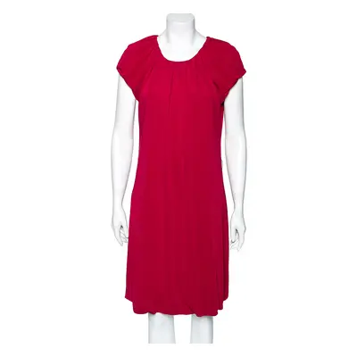 Moschino Cheap & Chic Fuchsia Jersey Pleated Yolk Detail Dress