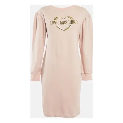 Love Moschino Pink Logo Detail Lurex Cotton Knit Dress