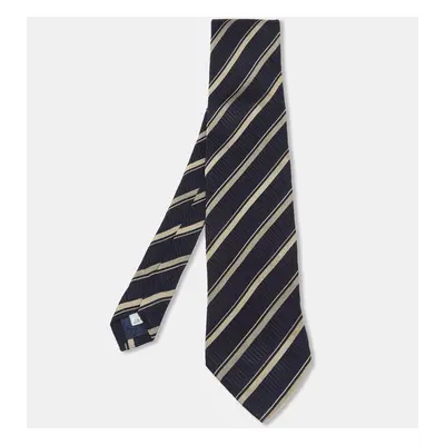 Givenchy Dark Blue & Gold Striped Silk Tie