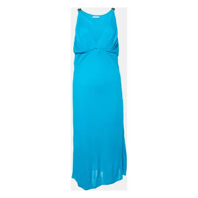 Versace Collection Turquoise Blue Jersey Midi Dress