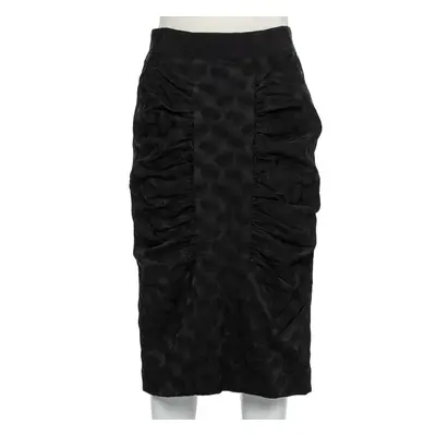 Dolce & Gabbana Black Jacquard Draped Detail Pencil Skirt