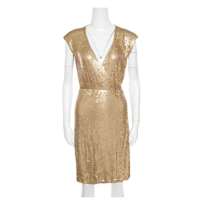 Michael Michael Kors Gold Sequined Wrap Dress