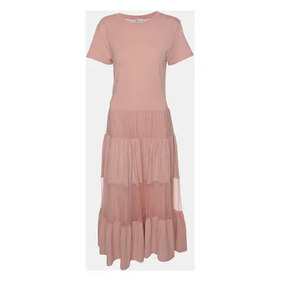 RED Valentino Pink Cotton and Lace T-shirt Long Dress