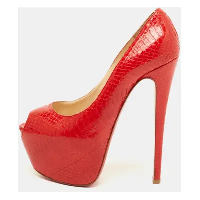 Christian Louboutin Red Python Highness Pumps Size 37.5