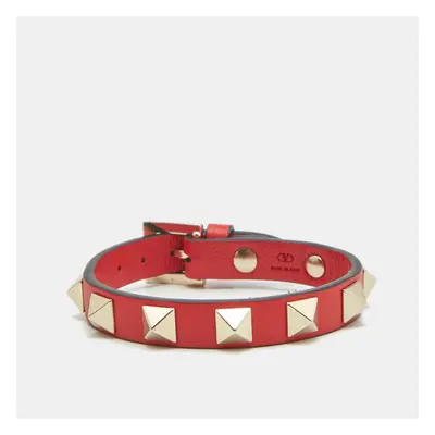 Valentino Rockstud Red Leather Gold Tone Bracelet