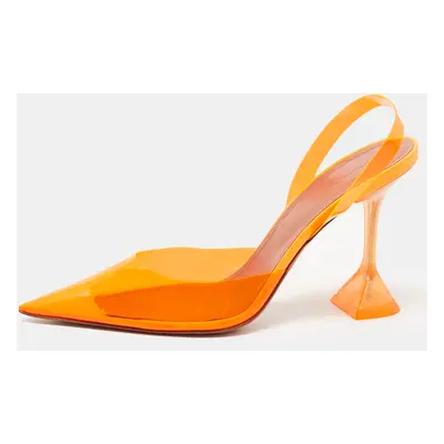 Amina Muaddi Orange PVC Holli Glass Slingback Pumps Size 40.5