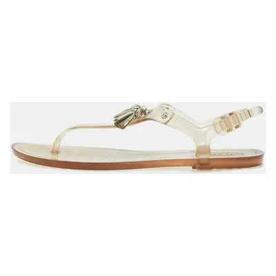 Tod's Transparent Rubber Tassel Bow Flat Thong Sandals Size