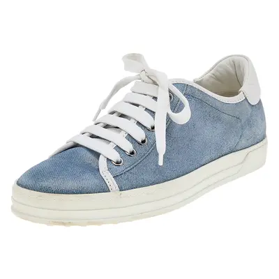 Tod's Blue Glitter Suede Low Top Sneakers Size 36.5