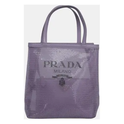 Prada Lilac Mesh Nylon and Sequin Small Lily Tote Bag