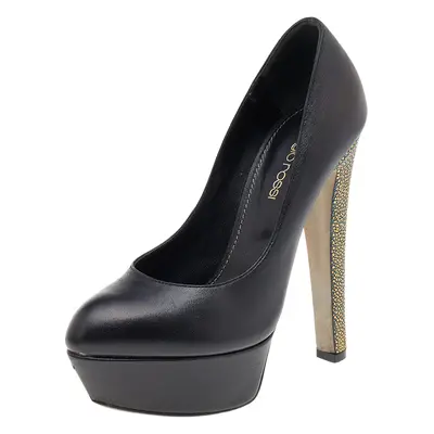 Sergio Rossi Black Leather Platform Pumps Size